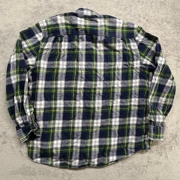 Faded Glory Button Up Shirt Mens Extra Large Plaid Green Blue Long Sleeve - Picture 2 of 5